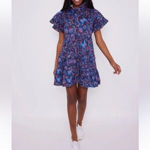 Sail To Sable Aztec Floral Scalloped Edge Shirt Dress